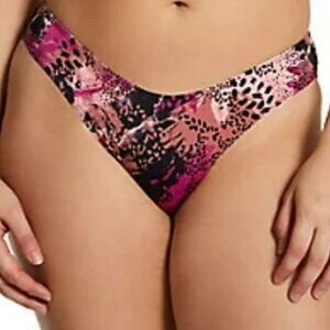 Curvy Kate Bikini Bottom / Pink & Black Swimwear / Size Medium